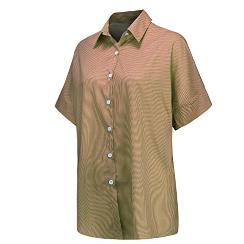 image for XLnuln Fashion Casual Shirt Women Lapel Stripe Printing T-Shirts Summe