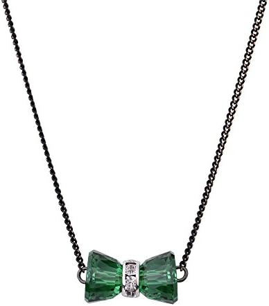 LIANGZHILIAN Exquisite Hourglass Women Swarovski Crystals Pendent Silver Plated Adjustable Necklace Gift for Her (Green)