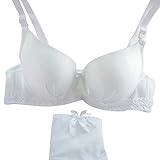 ROPALIA Womens Sexy Satin Print Bow Lace Embroidery Push Up Bra Panties Sets