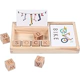 DREAMT Matching Letter Game, Wooden English Alphabet Card Game Machine, Letter Spelling Game Puzzle Early Educational Toy for Kids 3 Years Old and Up