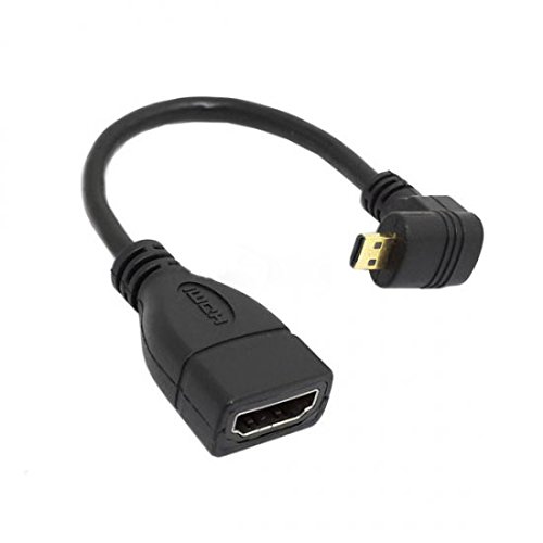 System-S Micro HDMI Up Angle Connector 90° Angled to HDMI Input Female Cable 15 cm