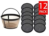 Teklectric 8-12 Cup Permanent Mr. Coffee Basket-Style Coffee Filter & Set of 12 Water Filters for Mr. Coffee Coffee Maker and Brewer