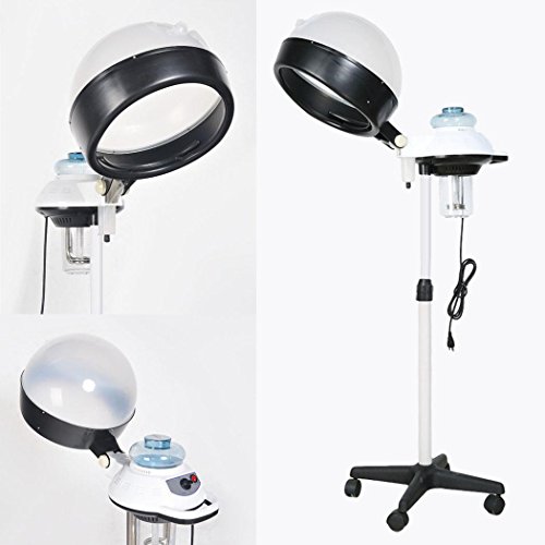 Click Here to See More Images Height Adjustable Salon Rolling Stand Hair Steamer, 110V Base Beauty Hood Color Processor