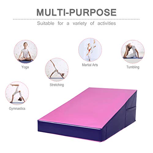 GYMAX Incline Gymnastics Mat, Wedge Shape Gymnastics Incline Mat Non