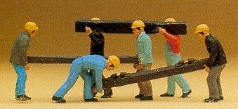 Railroad Workers Carrying Railroad Ties (6) HO Scale Preiser Models