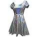 pinda Holographic High Waisted Flare Skater Dress (M, Silver)