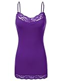 JJ Perfection Women's Adjustable Spaghetti Strap Lace Trim Cami Tunic Tank Top PURPLE XL