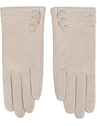 Nappaglo Nappa Leather Gloves Warm Lining Winter Button Decoration Imported Leather Lambskin Gloves for Women (XL, Beige)