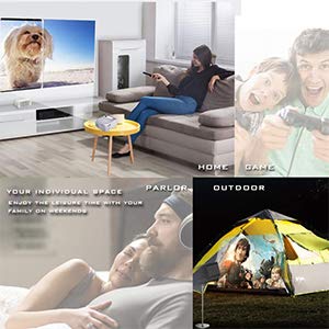 Projector,XINDA Mini Portable Projector with 4200 Lumen,210" Display with 60,000Hrs LED Life Home Theater Projector 1080P Supported,Compatible with Fire TV Stick,Smartphone,PS4,HDMI,TF,VGA,AV USB