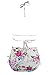 LittleLittleSky Womens Sexy Strappy Floral Print Retro High Waist Swimwear Swimsuit Two Piece Bikini Bathing Suit ((US 4-6)S, Floral Print)