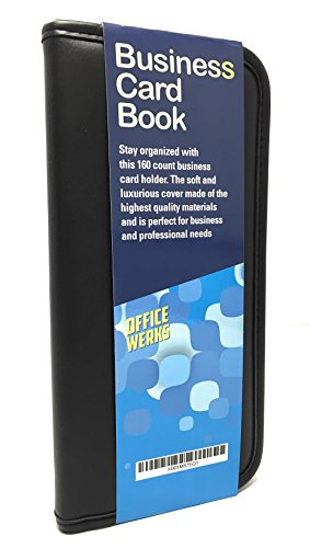 Professional Business Card Organizer with Black Padded PU Leather Cover, Holds 160 Business Cards