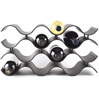 Baridoo Wine Rack. Stackable Countertop Wine Bottle Stand. 12 Bottles Wine Holder Organizer for Table Top, Pantry, Cabinet, Refrigerator. Wine Bar Polypropylene Lightweight Storage (Black).