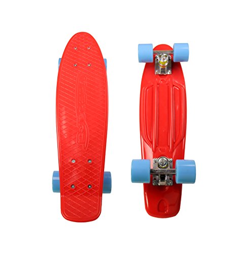 MoBoard Graphic Complete Skateboard | Pro / Beginner | Metal Bearings | 22 Inch Vintage Style with Interchangeable Wheels (Red / Blue) - Thumbnail 3
