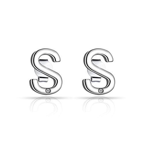 Philip JonesInitial Earrings Letter S Created with Zircondia® Crystals