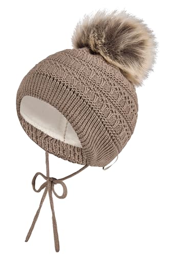 Sterntaler Bonnet tricoté à Pompon, Marron, 41