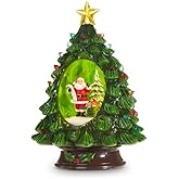 RAZ Imports Lighted Vintage Tree with Santa Figurine, 8.5-inch Height, Resin and Plastic, Christmas, Home Décor