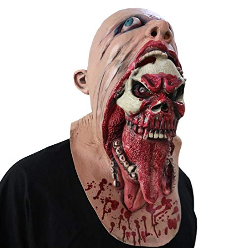 XILALU Creepy Zombie Latex Full Head Mask, Halloween Bloody Biochemical Melting Face Costume Party Props Walking Dead