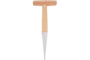 FORCOLID Hand Dibber, Seed Dibber, Garden Dibber, Dibber Garden Tool, Galvanized Alloy Head, Bulb Planter for Planting Flowers Tulips Daffodils Dahlias