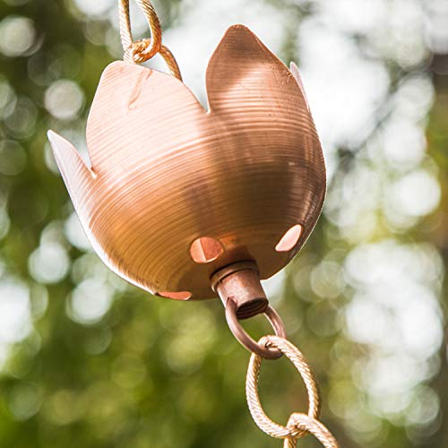 Rain Chains Lotus Decor 95" Rain Chain with 11 Tulip Shaped Copper Cups for Outdoor Home Garden
