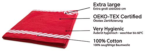 ZOLLNER Strandtuch groß 100x200 cm, Strandlaken, Baumwolle, rot weiß – Bild 3