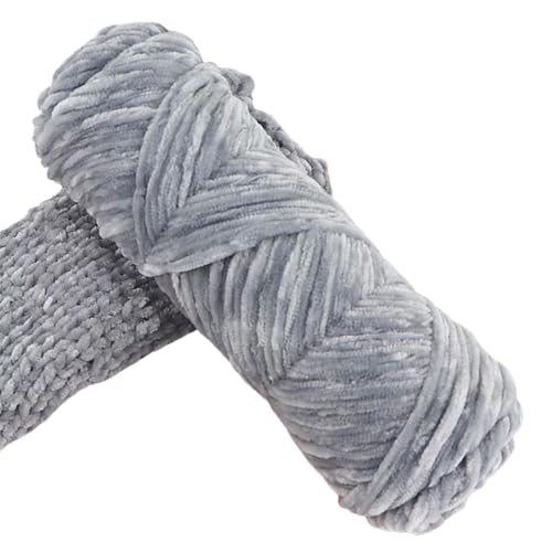 Yarn Velvet Knitting Yarn Soft Crochet Ball Craft Multi Colors, Ideal for Beginners, Kids Crafts (Light Grey)