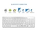 Bluetooth Keyboard, Vive Comb Rechargeable Portable BT Wireless Keyboard with Number Pad Full Size Design for Laptop Desktop PC Tablet, Windows iOS Android-White and Silver