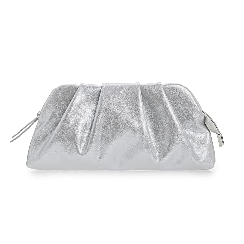 CHARMING TAILOR Chic Soft Vegan Leather Clutch Bag Dressy Pleated PU Evening Purse for Women