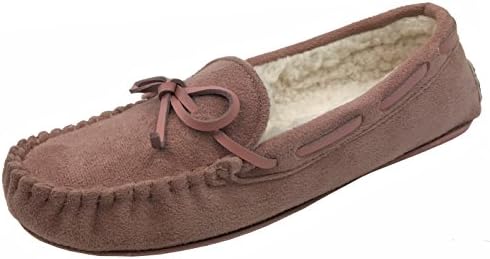 Hello Cozi Runs Small, Order 1 Size Bigger - Cozy Moccasin Faux Suede Fur Lined Slippers Blush 8.5 M US