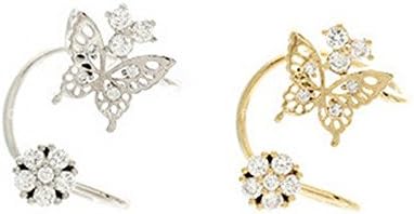 Idlespace Stylish Flower Hollow Butterfly Crystal Wrap Clip Earring Wrap Clip Jewelry Ear Stud Cuff