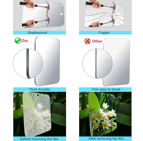 DFLLLO Miroir de Douche Miroir de Rasage Miroir pour Douche Antibuée, Miroir de Rasage sans buée, Miroir de Maquillage,Miroir de Douche sans Cadre,Miroir Suspendu Mural, Miroir deVoyage (11inX7.8in)