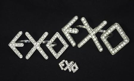 Amazon Exo エクソ ロゴ 2本指 リング ピアス セット シルバー ブラック メンズ シルバー アイドル 芸能人グッズ 通販