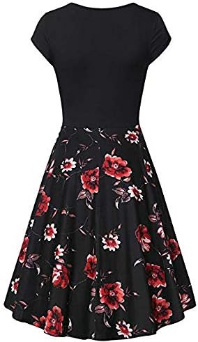 Zainafacai Flare Dress,Women's Deep V Neck Short Sleeve Unique Cross Wrap Casual Flared Midi Dress