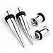 PiercingJ 4pcs 12G-00G Stainless Steel Tapers Stretcher + Ear Single-Flared Tunnel (Silver) (2g=6mm)