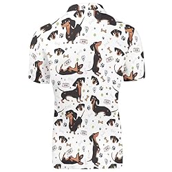 HUGS IDEA Dachshund Paws Print Short Sleeve Shirts
