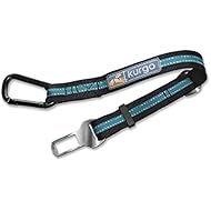 Kurgo Direct to Seatbelt Tether for Dogs, Adjustable Car Safety Belt Leash, Quick & Easy Installation, Works with Any Pet Harness, Carabiner Clip, Coastal Blue