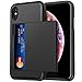 iPhone Xs Max Case, Hython Slim Dual Layer Wallet Case with Card Holder Credit Card Slot, Shockproof Hybrid Protective Hard Shell Soft Rubber Bumper Armor Sliding Cover for iPhone Xs Max, Black