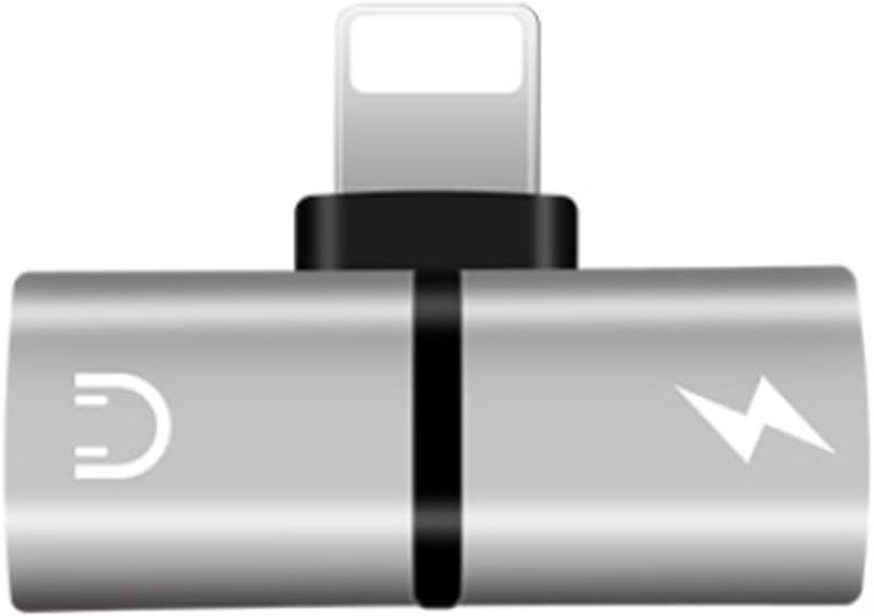 kakakooo 2 in 1 Lightning Splitter Adapter for iPhone Dual Splitter Charger Headphone Audio Charge Cable Lightning Adapter - Silver