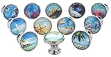 Tropical, Ocean, Fish, Nautical Glass Knobs, Drawer Pulls - 12 Pack