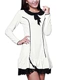 Allegra K Women Doll Collar Lace Trim Flouncing Hem Mini Dress L White