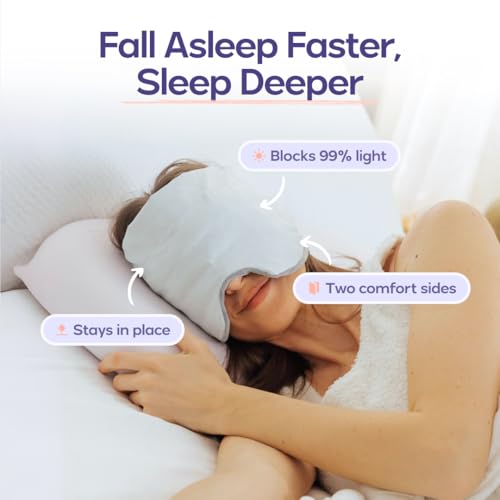 Mellow Weighted Sleep Eye Mask for Sleeping – 99% Blackout Cooling & Plush Reversible Eye Mask with 180g Weighted Glass Beads – Strapless Deep Pressure Sleep Mask for Travel, Naps & Relaxation