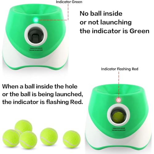 Automatic Dog Ball Launcher, Interactive Dog Toys Tennis Balls Thrower for Small and Medium-Sized Dogs, Green 26 * 27 * 21Cm