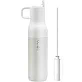 Vsitoo 25oz Insulated Stainless Steel Filtered Water Bottle for Travel and Everyday Use ，5-Stage 0.01μm Ultra-Strong Filtration，Reusable，Improves Taste，for Hiking, Cycling, Gym & Outdoor Use，White