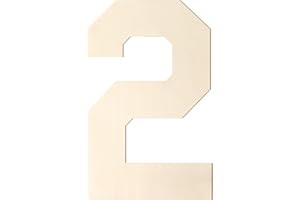 HOMENTHUS Wooden Letters and Numbers 12 Inch, Big Wooden Number 2 Shape Cutout Vintage Sports Style Unfinished Wood Alphabet Numbers for Wall Decor Nursery Name Painting Crafts Party Room Home Decoration