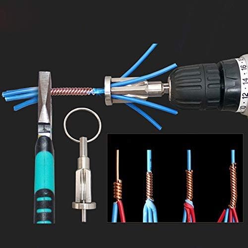 Weite Universal 4-6 Square Electrical Drill Bit Cable Quick Wire Connector, Wire Stripper and Twister for Power Drill Drivers, Simultaneously Stripping and Twisting (Silver)