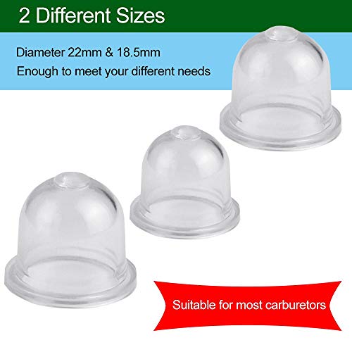 XAVSWRDE 16 Stück Zündkapsel Primer Pumpenkappe Pumpe Bulb Silikon Kraftstoffpumpe Primer Vergaser 22mm/18.5mm Transparent Primerkolben Ersetzt für Rasenmäher, Gebläse, Rasentrimmer, Schneider – Bild 5
