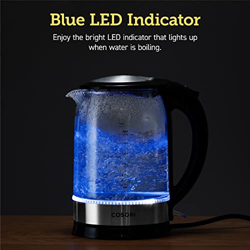 COSORI Electric Kettle for Boiling Water, 1500W Wider Mouth 1.7L Glass