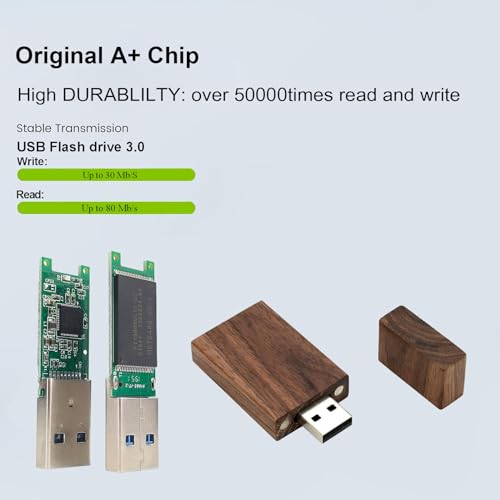 Yaxiny 5 x Rectangular Walnut Wood USB 2.0/3.0 Flash Drives 3.0/64GB Wood USB Disk-4
