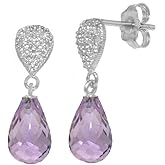 Galaxy Gold GG 14k White Gold Amethyst Drop Earrings