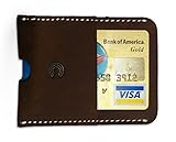 CLIFFHANGER Minimalist Leather Card Sleeve Wallet - Mens Front Pocket Card Holder Slimline Executive Design with First Layer Cowhide - Interior Pocket for Cash