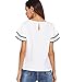 Floerns Women's Layered Ruffle Lace Trim Short Sleeve Blouse Tops White M